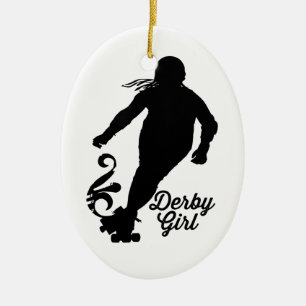 Derby Girl Silhouette, Roller Derby Skating Keramisch Ornament