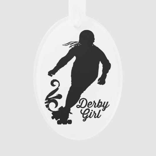 Derby Girl Silhouette, Roller Derby Skating Ornament (voorkant)