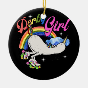 Derby Girl Unicorn Roller Schaats Roller Derby Keramisch Ornament