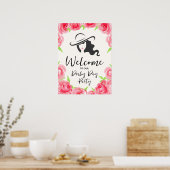 Derby Hat Lady Silhouette and Roses Welcome Poster (Keuken)