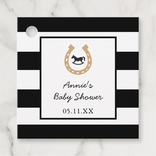 Derby Hoefijzer Rocking Horse Baby shower Bedankjes Labels (Voorkant)