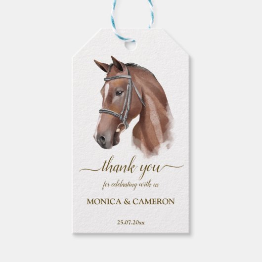 Derby horse equestrian party elegant bruin paard cadeaulabel (Voorkant)
