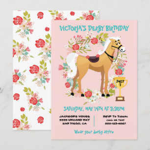 Derby Horse Racing Birthday Party Invitation Kaart