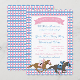 Derby Party Gender Reopenbaart Baby shower Kaart