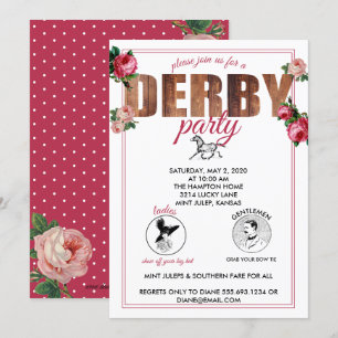 Derby Party Horse Racing Rozen Kaart