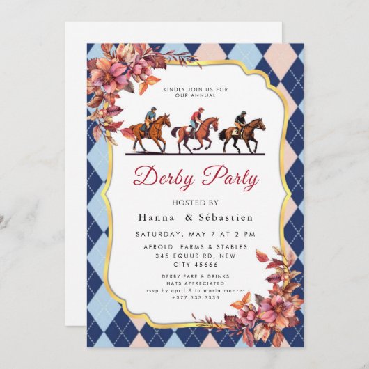 Derby Party Invitation (Devant / Derrière)