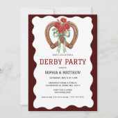 Derby Party Invitation Rustic Horseshoe Roses (Devant)