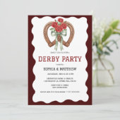 Derby Party Invitation Rustic Horseshoe Roses (Debout devant)