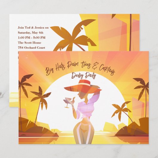 Derby Party Invitation tropicale (Devant / Derrière)