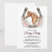 Derby Party Invitation with Horse & Floral Art (Devant / Derrière)