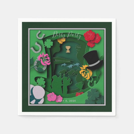 Derby Party Papieruitsnijdeffect Servet (Voorkant)