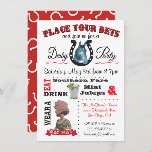 derby Party Poster Invitation (Devant / Derrière)