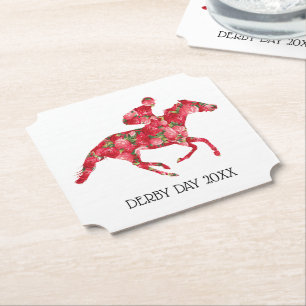 Derby Party Racehorse en Rozen Kartonnen Onderzetters