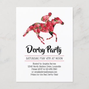 Derby Party Red Roses Racehorse Invitation