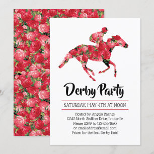 Derby Party Red Roses Racehorse Kaart