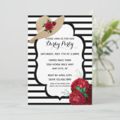 Derby Party Red Roses Stripes Kaart (Staand voorkant)