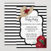 Derby Party Red Roses Stripes Racehorse Invitation (Devant / Derrière)