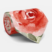 Derby Red Rose op wit en Limoen Stippen Stropdas (Opgerold)