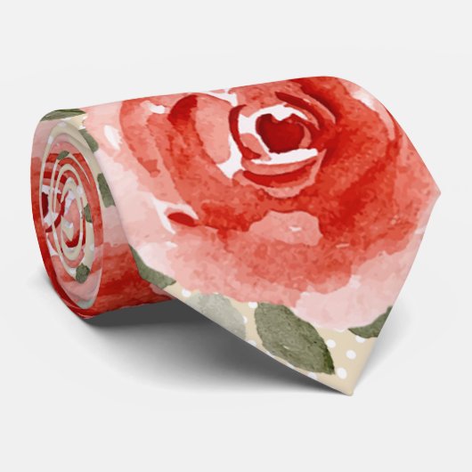 Derby Rose rouge sur la Cravate des points blanc e (Roulé)