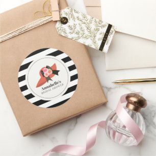 Derby stijl grote rode hoed roos bruidsdouche ronde sticker