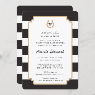 Derby Style Baby shower Invitation Horseshoe