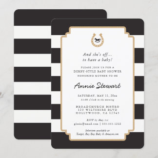 Derby Style Baby shower Invitation Horseshoe