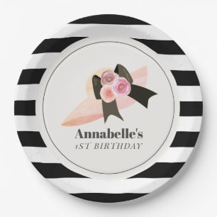 Derby Style Big Pink Pet Roos 1e verjaardag Papieren Bordje