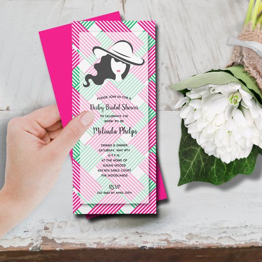 Derby Vrijgezellenfeest Hot Pink Green Kaart