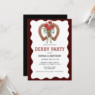 Derbyfeest Uitnodiging Rustieke Hoefijzer Rozen