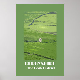 Derbyshire Peak District 1920s retro-stijl poster