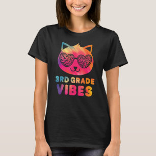 Derde 3e klas Vibes Kleurrijke Kat Kitty Meisje Lu T-shirt