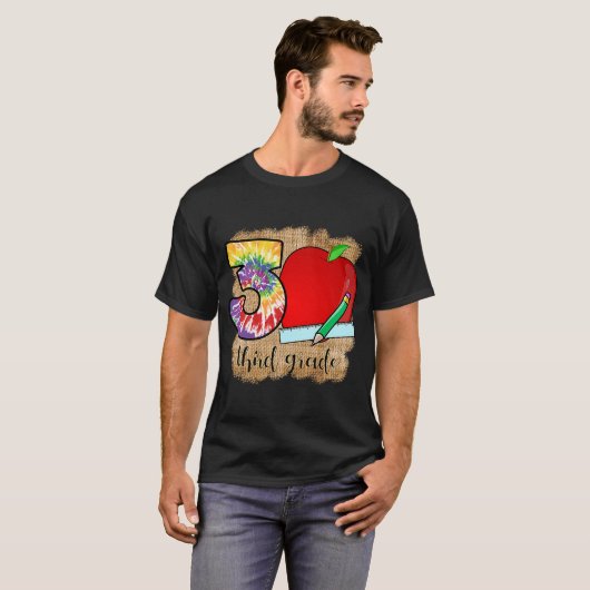 Derde graad leraar apple hartliefde kleurtoon t-shirt (Voorkant volledig)