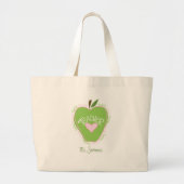 Derde graad lerarenroze en groene appel grote tote bag (Voorkant)