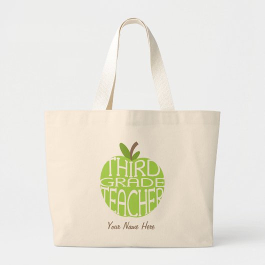 Derde graad lerarenzak - groene appel grote tote bag (Voorkant)