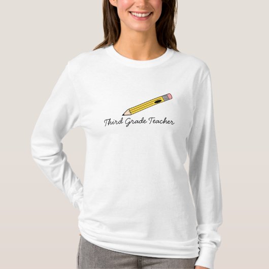 Derde graad Teacher Yellow Pencil T Shirt (Voorkant)