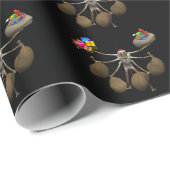 Derde kerstman met volle handen cadeaupapier (Rol Hoek)