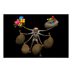 Derde kerstman met volle handen perfect poster