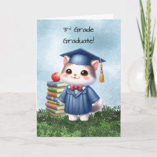 Derde klas afstudeerfeestje meisje kat gefelicitee kaart