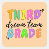 Derde klas leraar, Terug naar school, leraar team Vierkante Sticker (Voorkant)