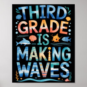 Derde klas maakt golven terug naar school Kinder A Poster