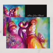 DERDE MASKERBAL ,goud rood geel blauw Aankondiging (Voorkant / Achterkant)