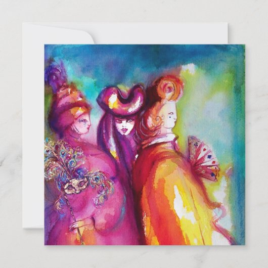 DERDE MASKERBAL ,goud rood geel blauw Aankondiging (Voorkant)