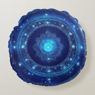 Derde Oog Chakra Blauwe Mandala Meditatie Rond Kussen