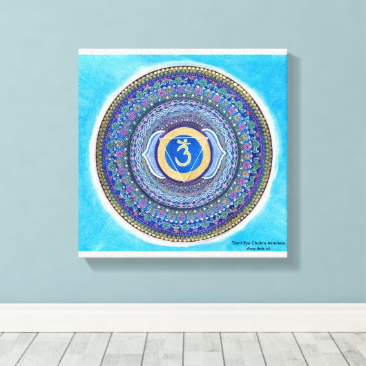 Derde oog Chakra Mandala Canvas Art (Insitu (Houten vloer))