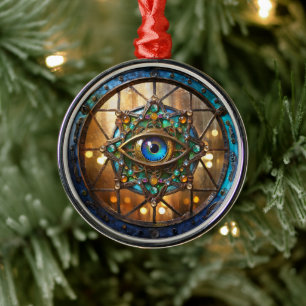 Derde Oog Landelijke Patrijspoort Raam Metalen Ornament