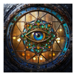 Derde Oog Landelijke Patrijspoort Raam Perfect Poster