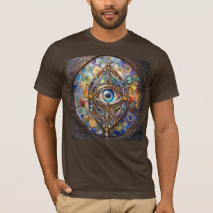 Derde Oog op Gebrandschilderd Glas en Brons T-shirt
