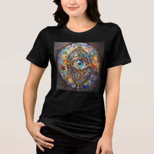 Derde Oog op Gebrandschilderd Glas en Brons Tri-Blend Shirt