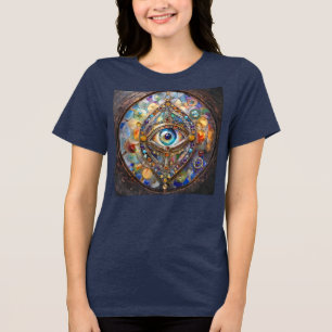 Derde Oog op Gebrandschilderd Glas en Brons Tri-Blend Shirt