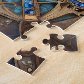 Derde oog - Turquoise Blauw Gouden Mandala Legpuzzel (Zijkant)